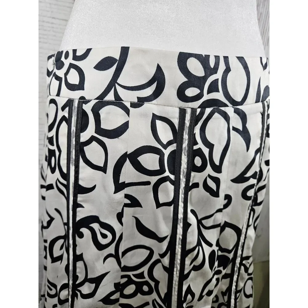 Willi Smith‎ Womens Cotton Flared Skirt Black White Size 10